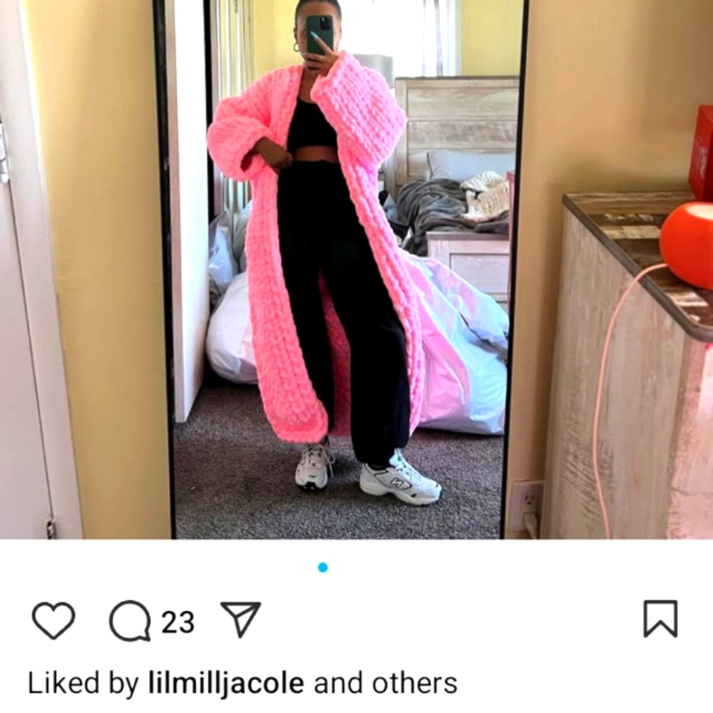 WARM KNIT UP Oversized Sweater Coat size XL.Bright Pink color.UNISEX